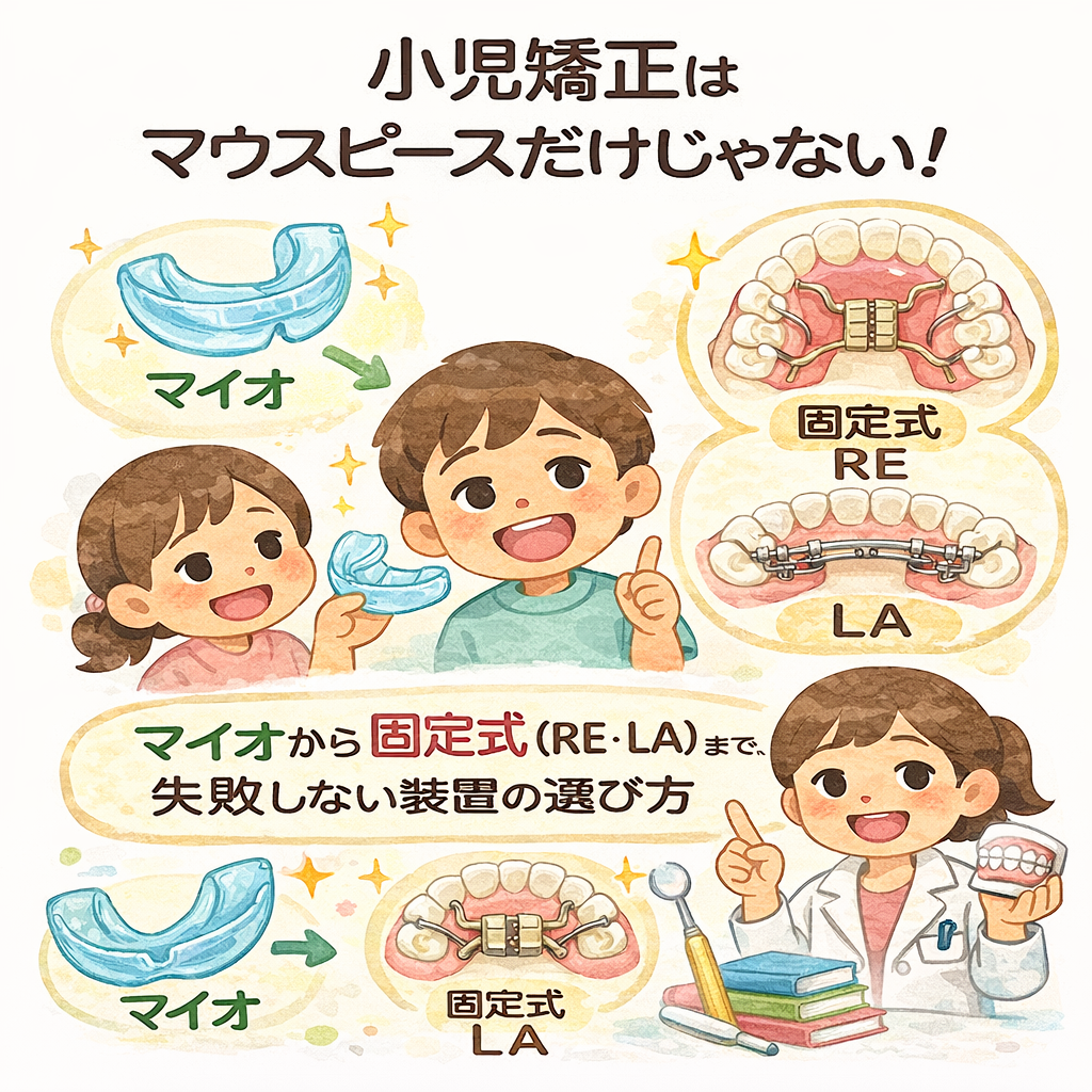 小児矯正はマウスピースだけじゃない！マイオから固定式（RE・LA）まで、失敗しない装置の選び方